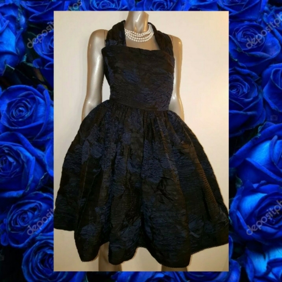 $5,000 OSCAR DE LA RENTA EXCLUSIVE BLACK BLUE SILK RUNWAY DRESS US XS - Picture 5 of 16